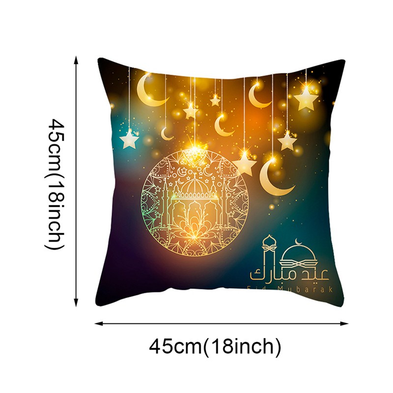 Vỏ gối trang trí phòng hình chữ Eid Mubarak 45*45cm phong cách giáng sinh đẹp mắt