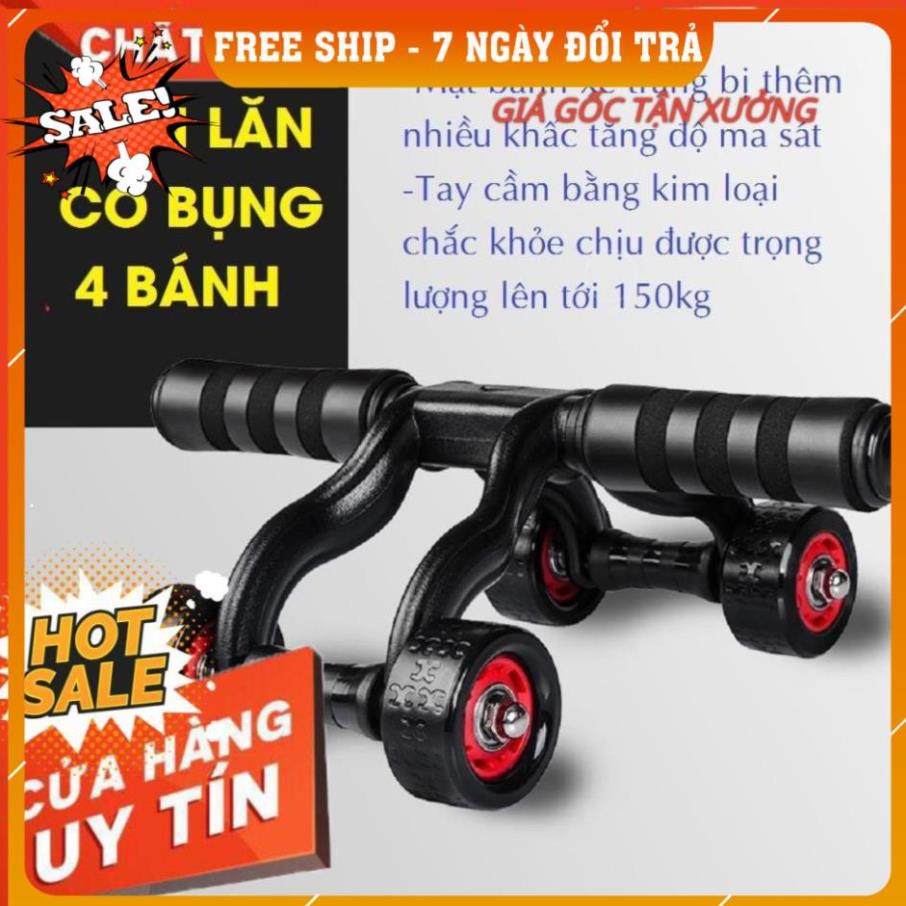 Con Lăn Tập Bụng 4 Bánh Hàng Cao Cấp Siêu Chắc Chắn Tặng Kèm Thảm Kê Đầu Gối