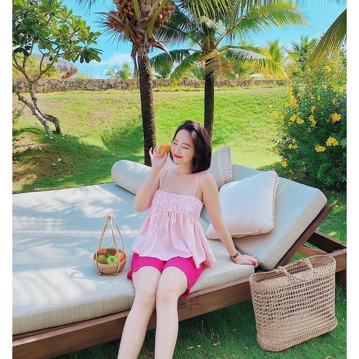 Set bộ áo dây phối quần thun lửng đi du lịch | đi chơi biển | đi dạo | mặc nhà dễ thương