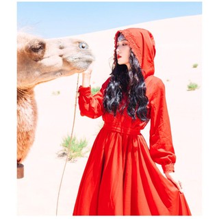 Đầm Đỏ Boho Maxi - Phong Cách Bohemain - Hàng Cao Cấp - (đầm du lịch vải lụa lạnh siêu đẹp)