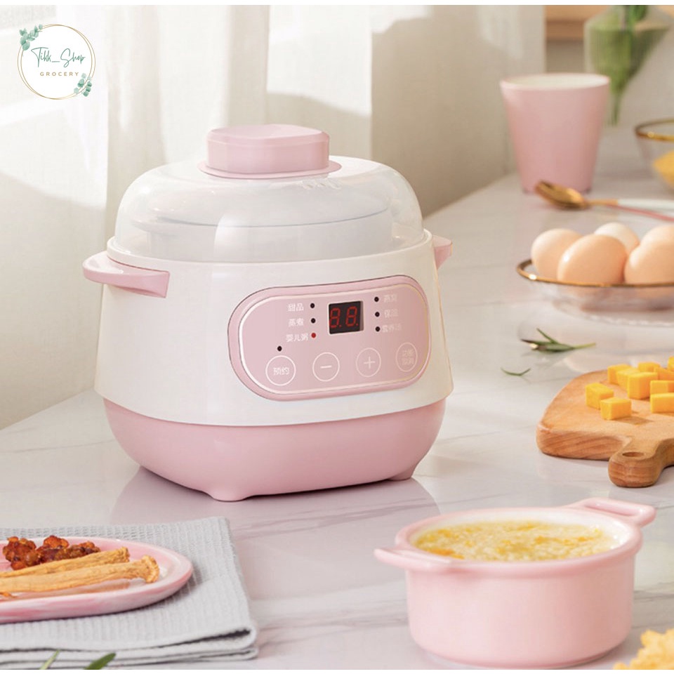 Nồi Nấu Cháo Chậm - Nồi Chưng Yến Cách Thủy Lõi Sứ Đa Năng Tiện Lợi Dung Tích 1 Lít