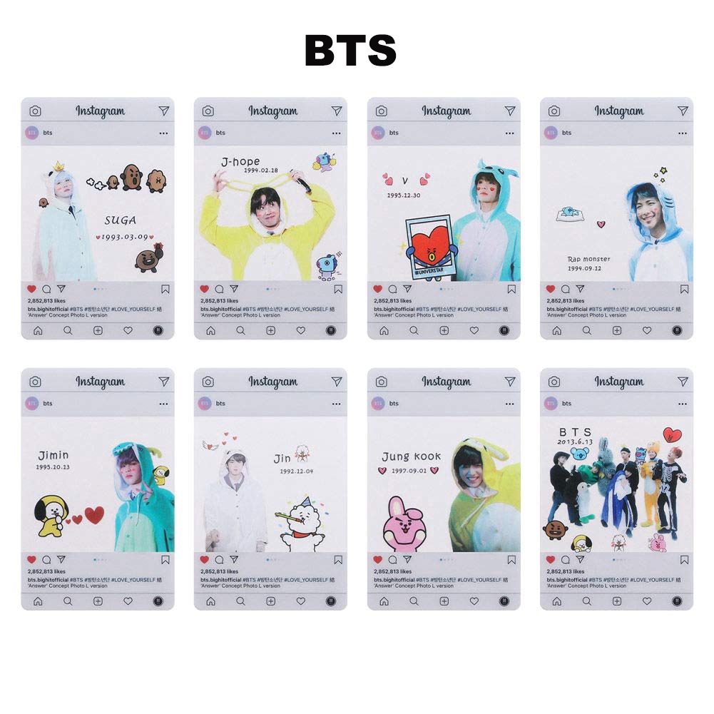 Set 8 tấm ảnh trong suốt in hình các thành viên BTS Instagram dễ thương