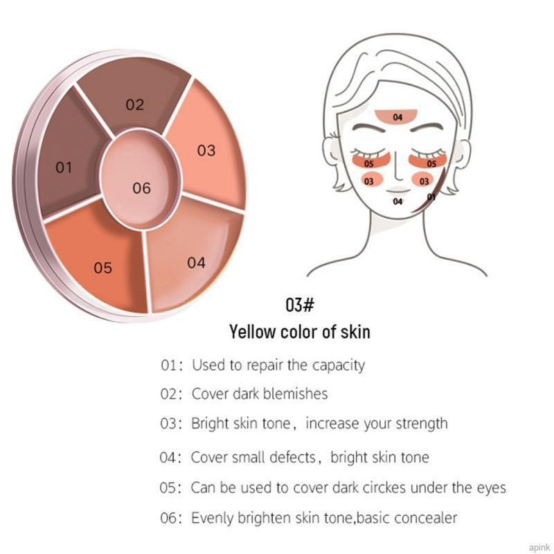 Bảng Kem Che Khuyết Điểm 6 Màu Tạo Khối Làm Sáng Da Che Phủ Mụn Chống Thấm Nước Dành Cho Trang Điểm Mặt