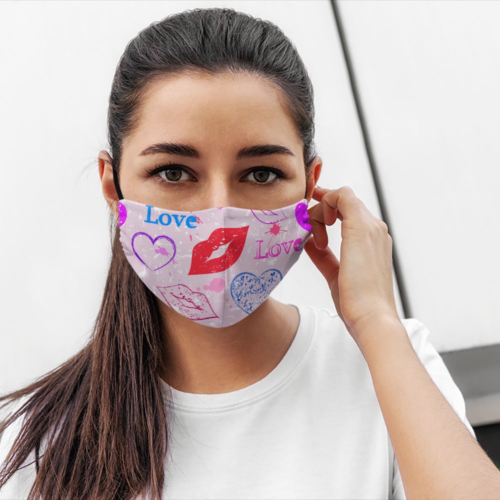 Khẩu trang vải eco mask HEARTS_1682 CARTWELL vải poly cotton 100% ngăn bụi kháng khuẩn 2021 bảo vệ toàn diện