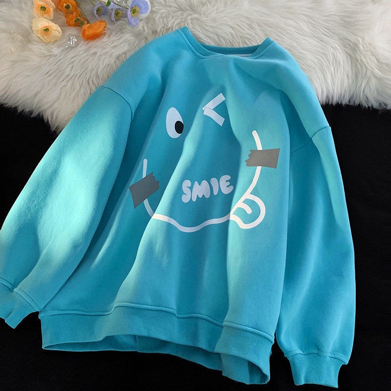 Jiashucheng Áo Nỉ Dáng Rộng Dễ Phối Đồ Phong Cách Hàn Quốc Thời Trang Mùa Thu Đông Dành Cho Nữ