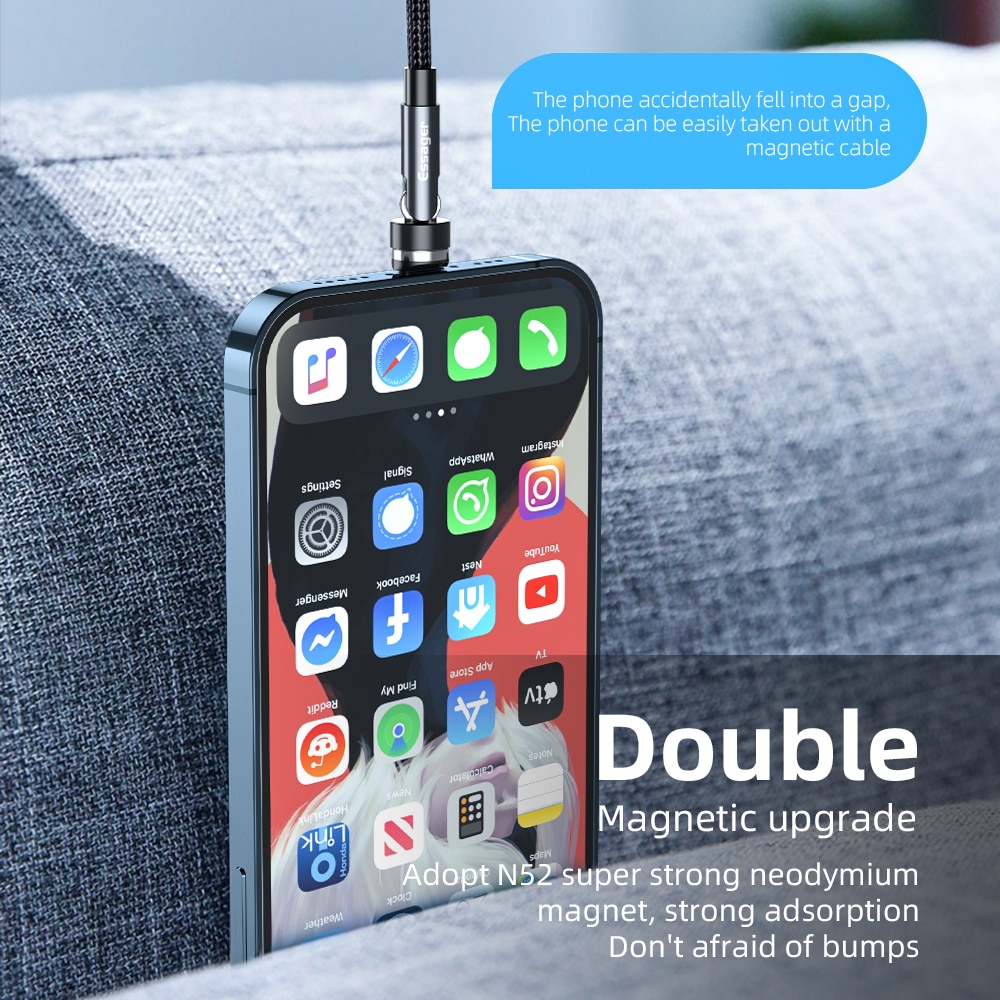 Cáp Sạc Nhanh Và Truyền Dữ Liệu Từ Tính 3a Essager Xoay Được Cổng Micro Usb / Type C Dành Cho Iphone Xiaomi