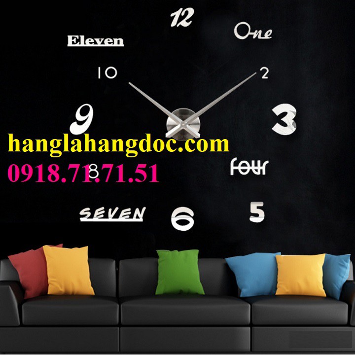 Đồng hồ dán tường loại lớn (version 6) DIY Clock 360 độ hiện đại