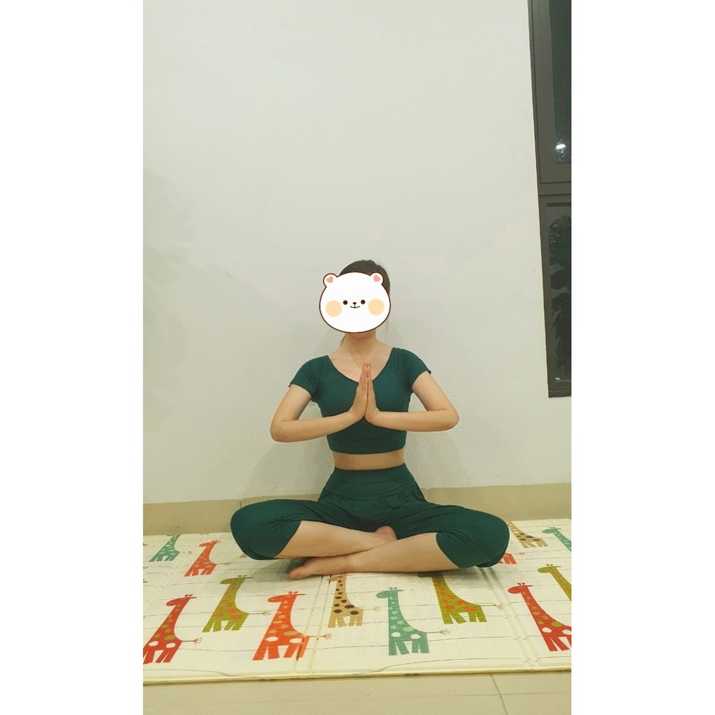 Bộ Alibaba Dáng Lửng Tập Yoga , Zumba Múa Bụng, Mặc Ở Nhà Chất Cotton Lạnh Mềm Mát