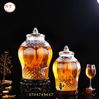 Bình ngâm rượu thủy tinh kim cương 15 lít ( CÓ VAN )