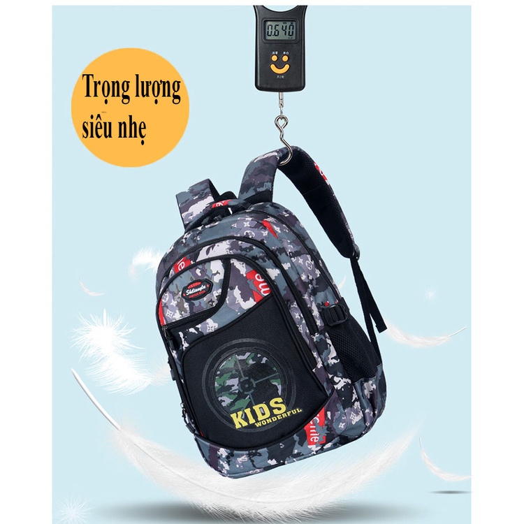 [Mẫu cực hot- 2Size] Balo nam hình pugh cho học sinh cấp 1, cấp 2, cấp 3 màu loang cá tính phong cách, balo chống thấm