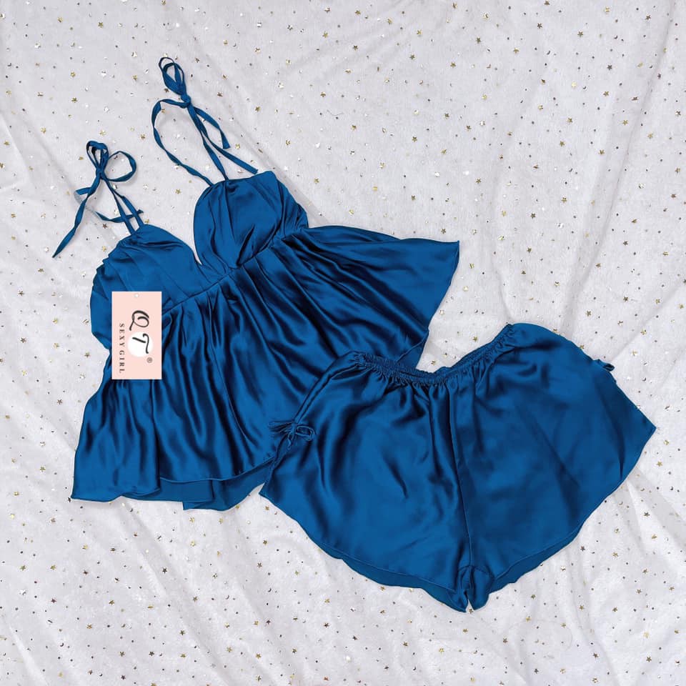 Đồ ngủ sexy- bộ ngủ 2 dây cổ sẻ sâu gợi cảm, chất liệu satin mềm mịn [DN4] | BigBuy360 - bigbuy360.vn