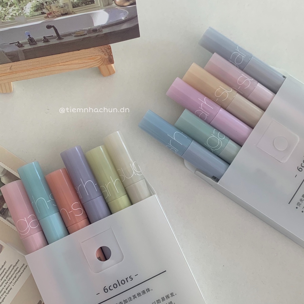 SET 6 BÚT MÀU HIGHLIGHT PASTEL HALF SUGAR CAO CẤP (ảnh thật) - highlight màu pastel - Tiệm nhà Chun