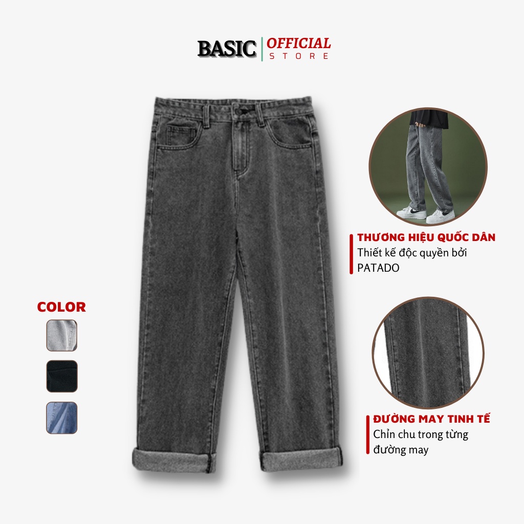 Quần bò nam BASIC baggy ống rộng màu Xám, đen phong cách hàn quốc