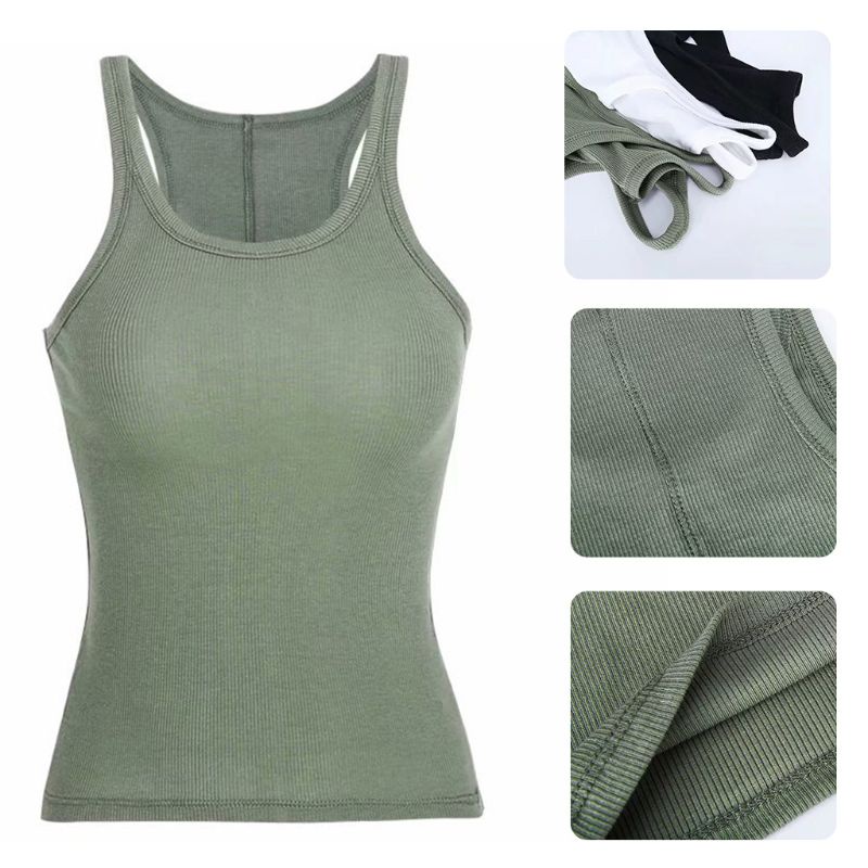 Áo Dệt Kim Không Tay Cổ Chữ U Màu Sắc Đơn Giản Thời Trang Mùa Hè Quyến Rũ Cho Nữ