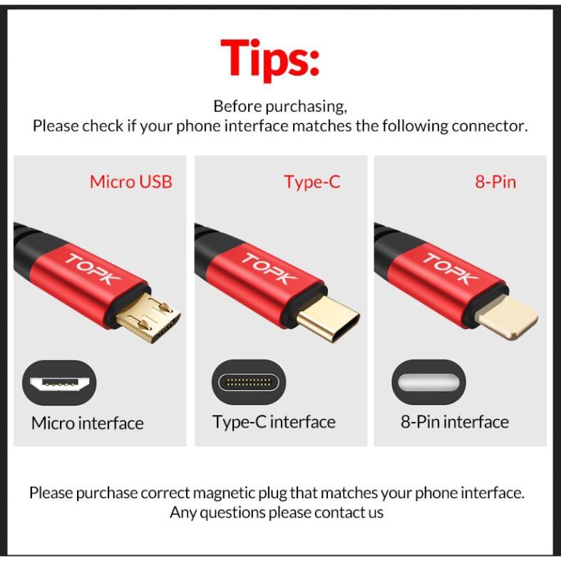 Dây Cáp Sạc Nhanh TOPK AN24 Micro USB Type C 3A hiết Kế Dây Nylon Bện Cổng  Cho Samsung Xiaomi