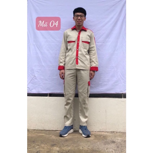 Quần áo bảo hộ lao động may kỹ vải kaki dày dặn thoáng mát cho kỹ sư, giám sát, công nhân công trường