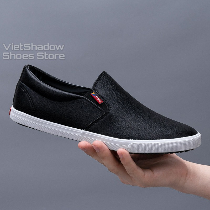 Slip on da nam - Giày lười da nam cao cấp thương hiệu LEYO - Da PU 3 màu đen, trắng và xanh navy - Mã SP A5192