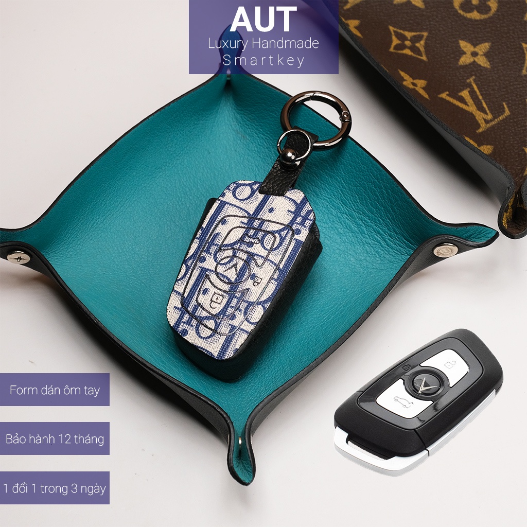 Ốp da chìa khóa ô tô Vinfast Lux A Lux SA Dior handmade VL AD