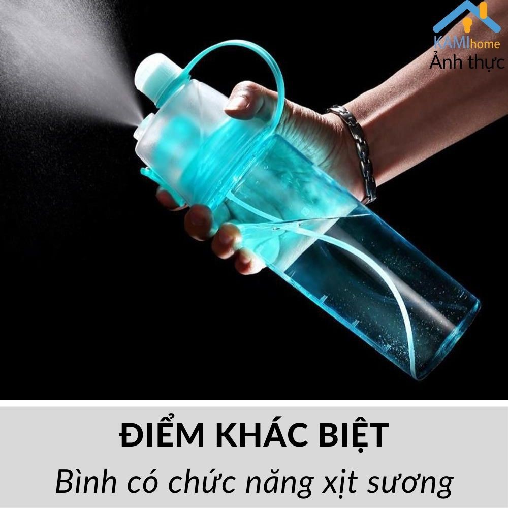 Bình nước thể thao họa tiết dễ thương có Phun sương 600ml Ly cốc giữ cách nhiệt Mã 20014