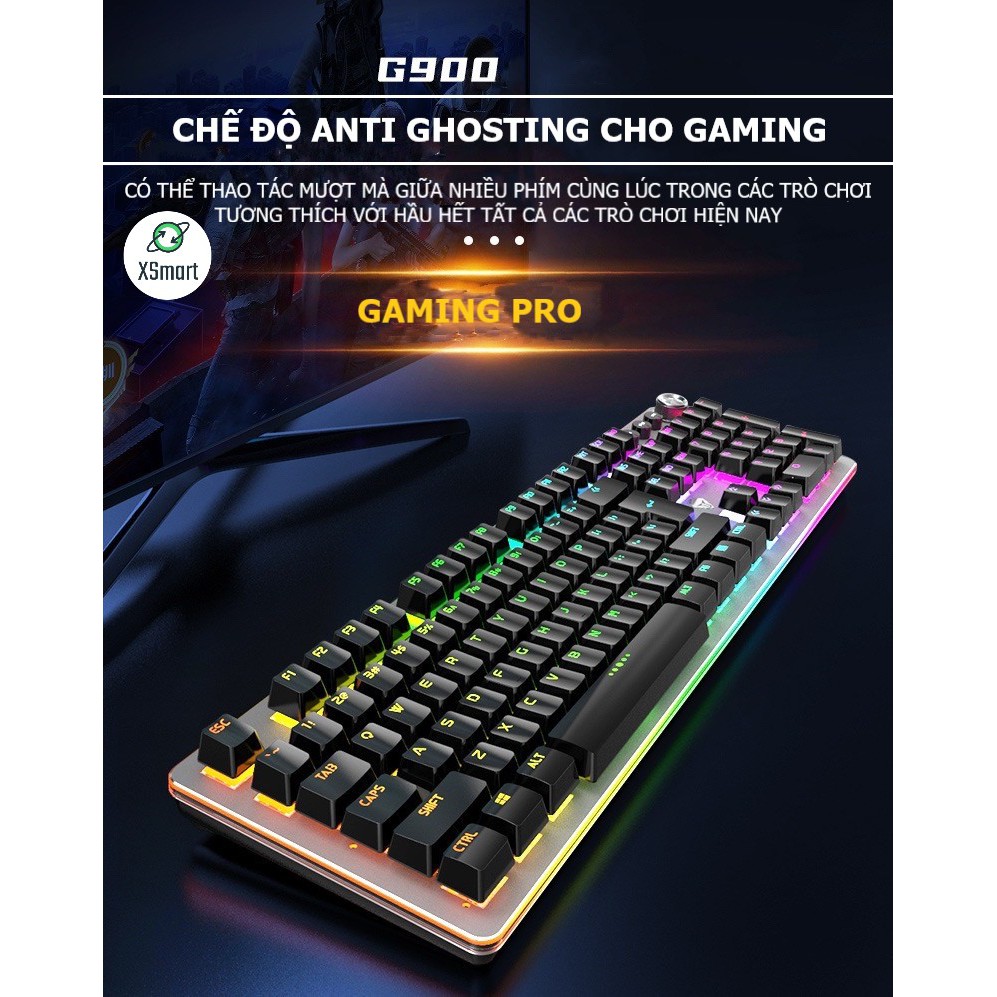 Bàn Phím Cơ Chơi Game Blue Switch Led Đổi Màu Nhiều Chế Độ G900 Full Size Phím Tương Thích Laptop, PC, Máy Tính | BigBuy360 - bigbuy360.vn