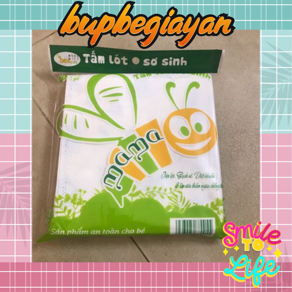 Tấm lót phân su lót sơ sinh Mama 20x20cm 30 miếng