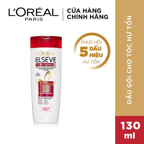 [HB Gift] Dầu gội phục hồi tóc hư tổn L'Oreal Paris Elseve Total Repair 5 Repairing Shampoo 130ml