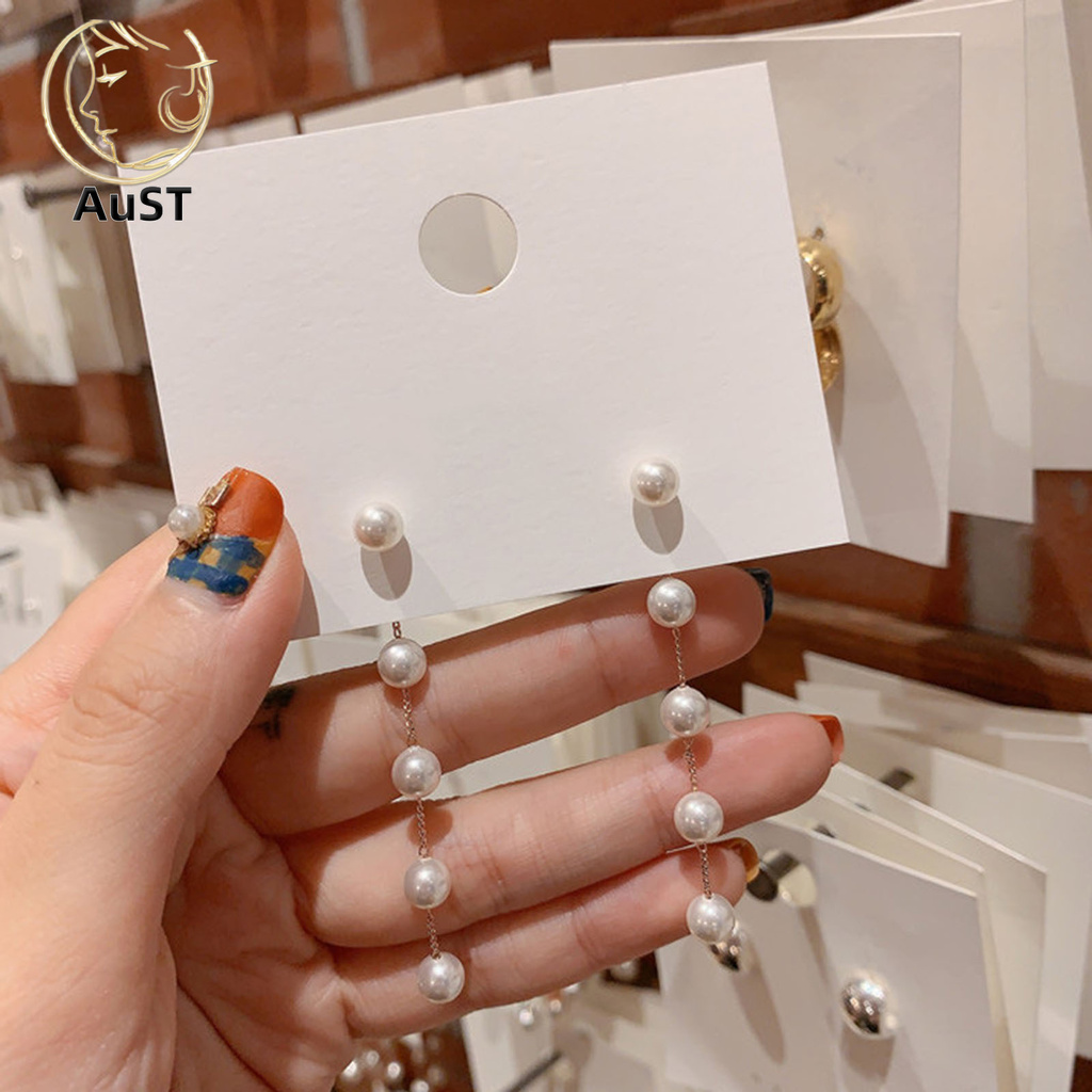 Bông Tai Đính Ngọc Trai Giả Phối Tua Rua Thời Trang Phong Cách Hàn Quốc Cho Nữ