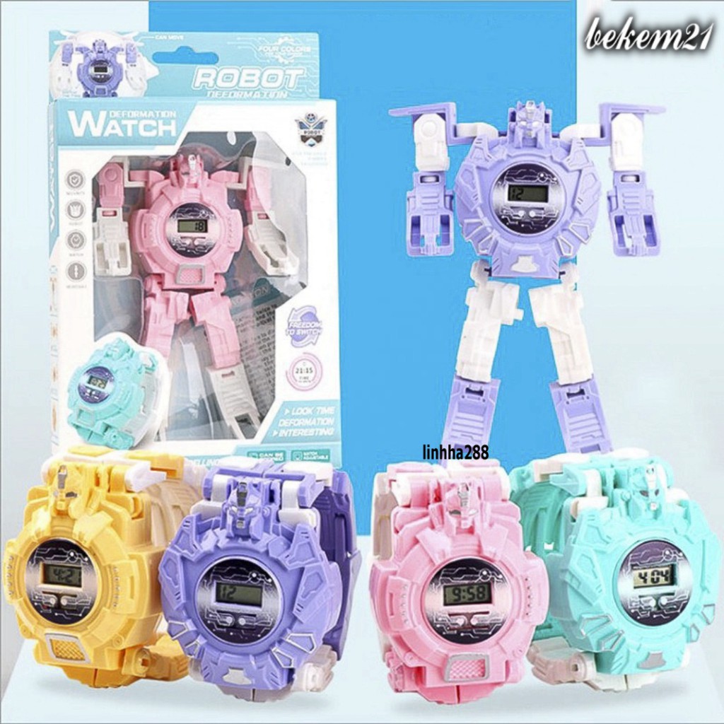 (4 màu) Đồ Chơi Đồng hồ đeo tay lắp ráp robot biến hình , 022A 023A-Đồng hồ lắp ghép rô bốt siêu nhân