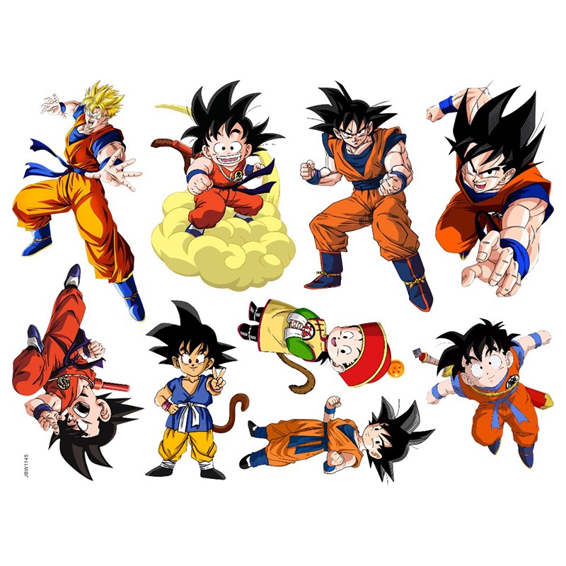 Miếng Dán Tường Bằng PVC Họa Tiết Hoạt Hình Dragon Ball Goku Saiyan Trang Trí Phòng Cho Bé