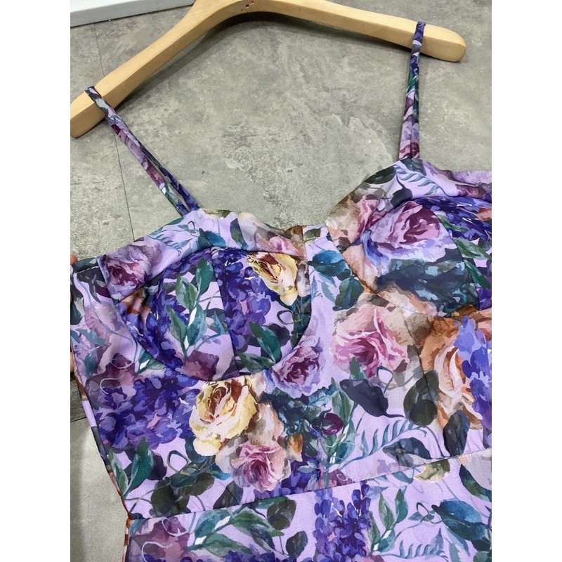[Siêu Hot] Váy 2 Dây Hoa Tím Dáng Đuôi Cá Siêu Xinh, Đầm Hoa Nữ 2 Dây Có Ảnh Thật Kèm Video | BigBuy360 - bigbuy360.vn