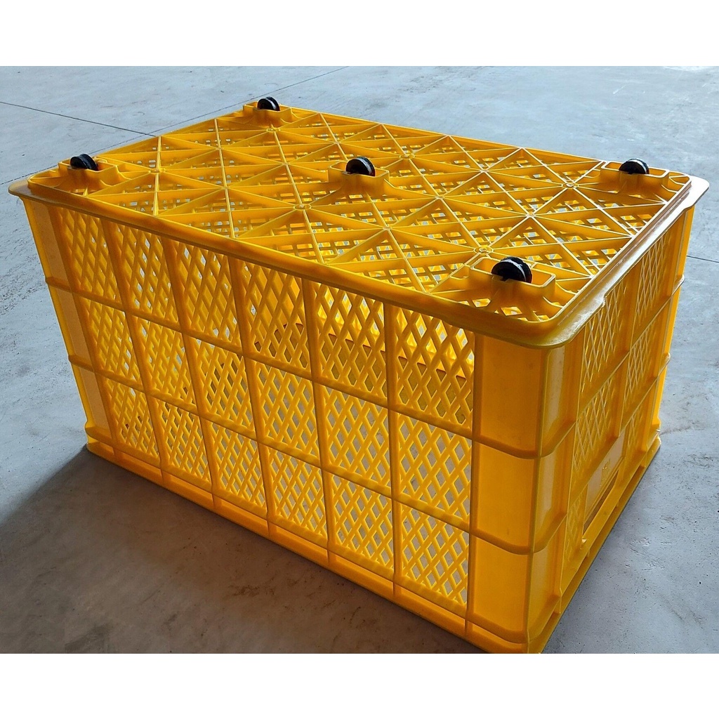 Sóng nhựa chở hàng xe máy, rổ nhựa 5 bánh xe kt 780x500x430mm