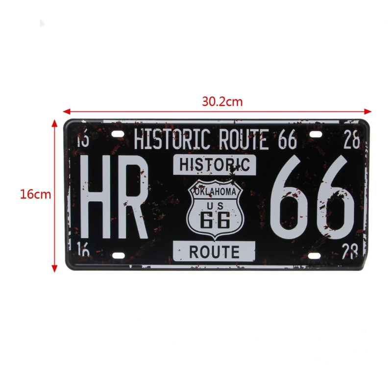 Biển Số Xe Hơi US Route 66 Cr Vintge Plte Metl Wll Crft Phong Cách Retro