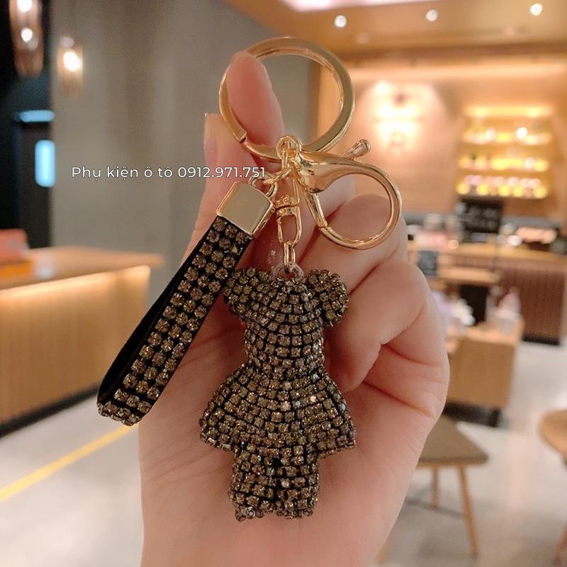 Móc khóa hình chú gấu đính đá phong cách dễ thương