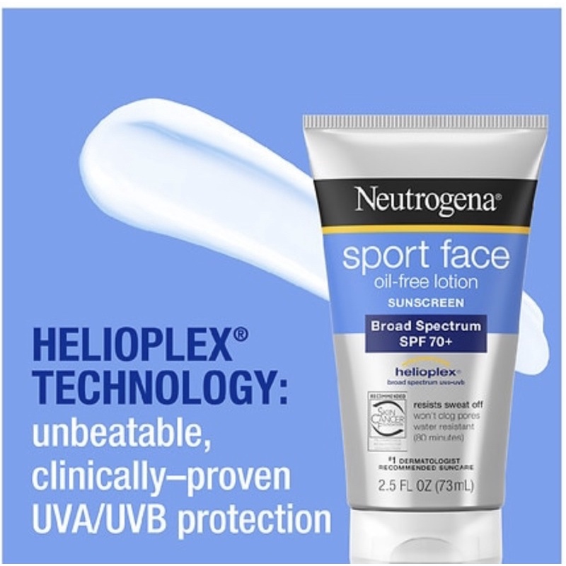 USA_Kem Chống Nắng Thể Thao Neutrogena Sport Face Oil Free Sunscreen SPF70+