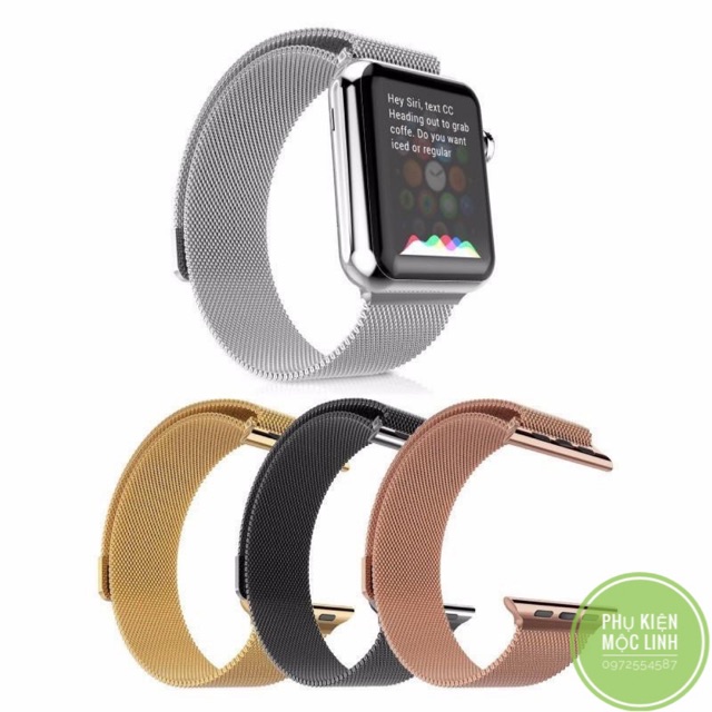 HÀNG CAO CẤP -  Dây thép chống rỉ đồng hồ milanese loop Apple Watch Series 1 2 3 4 5 6 SE size 38 40 42 44 mm hút nam ch