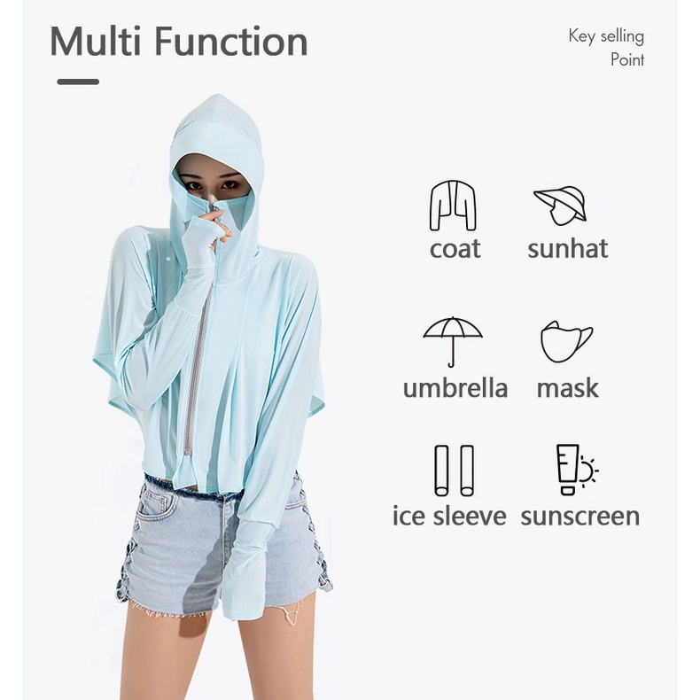 Áo Khoác Chống Tia UV Chống Gió Thoáng Khí Bằng Lụa Lạnh Cho Nữ