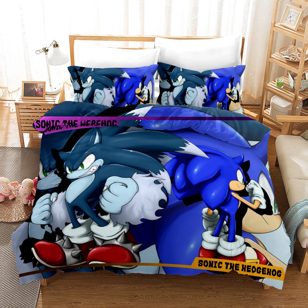 Bộ Chăn Ga Và Vỏ Gối In Hình Sonic The Hedgehog CG1