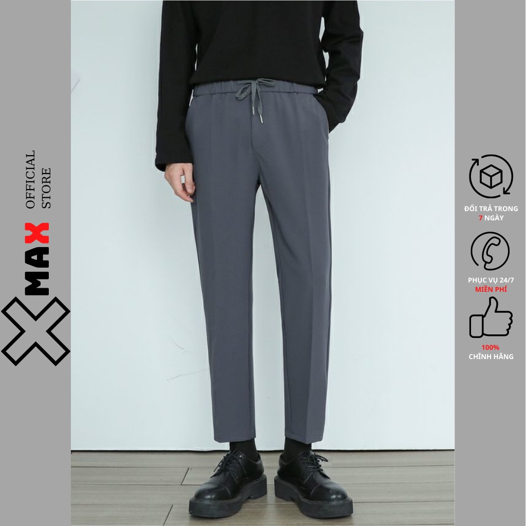 Quần baggy nam cạp chun ống rộng vải Hàn cao cấp, quần tây âu co giãn tốt Premium thời trang Maxstore B023
