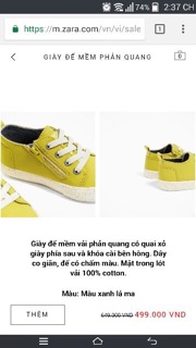 Giày Zara vàng dư xịn cho bé