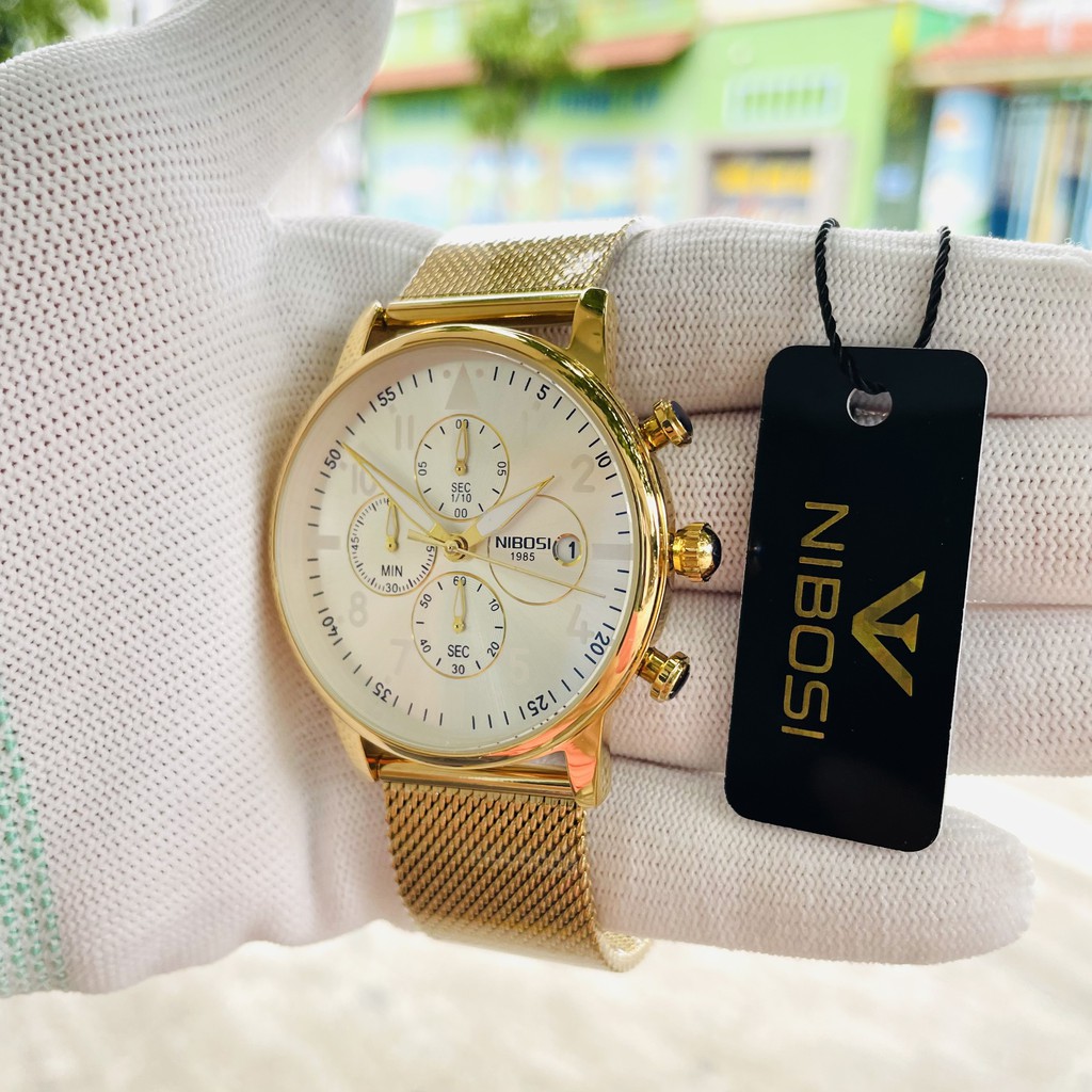 ĐỒNG HỒ NAM DÂY LƯỚI HIỆU NIBOSI CHÍNH HÃNG FULL BOX CHẠY ĐỦ 6 KIM LỊCH NGÀY VÀ THỨ | BigBuy360 - bigbuy360.vn