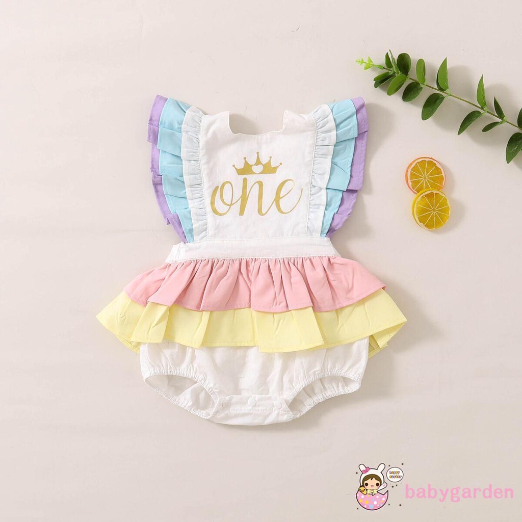 Áo Liền Quần Cổ Yếm In Chữ Đáng Yêu Dành Cho Bé Gái