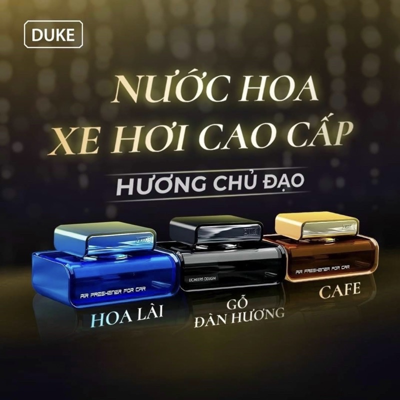 Nước hoa dầu thơm ô tô cao cấp DUKE chiết xuất hoàn toàn từ thiên nhiên khử mùi chống say xe dung tích 50ml đặt taplo.