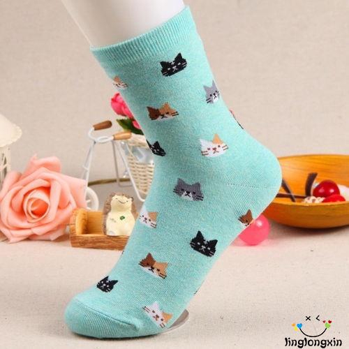 Vớ cotton họa tiết hoạt hình dễ thương dành cho nữ
