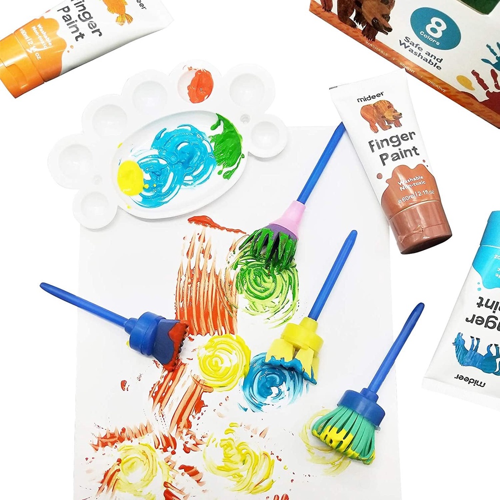 Màu vẽ bàn tay Mideer- finger paint cho bé yêu sáng tạo và Fingerpaint kèm sách