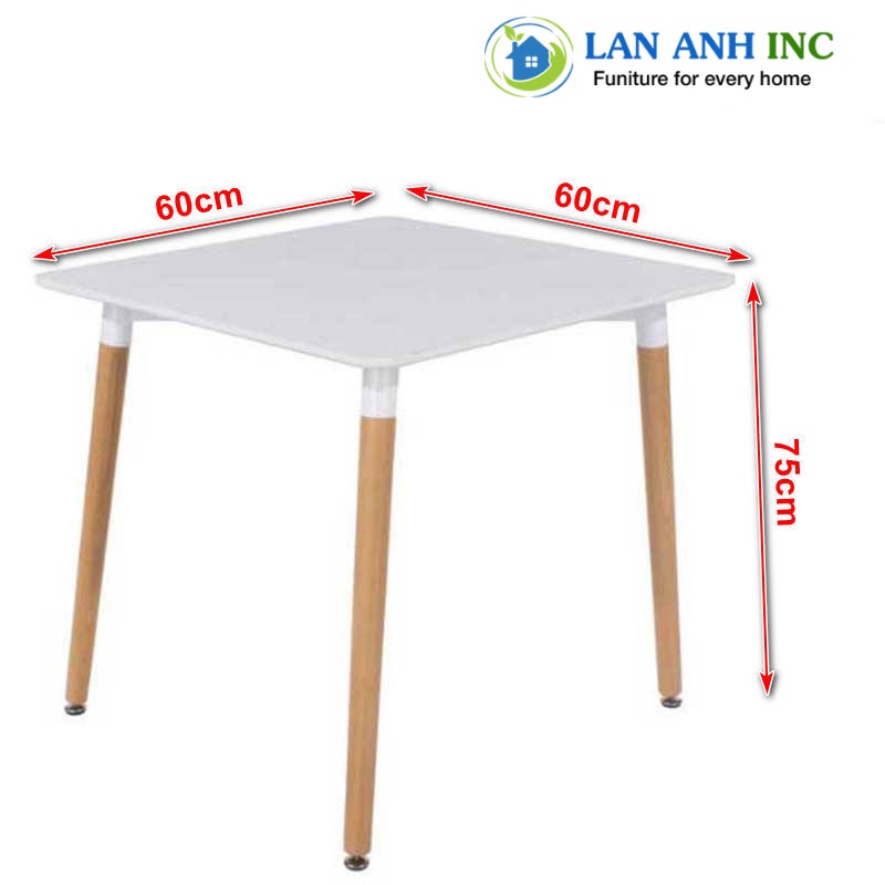 Bàn ăn cafe gỗ vuông hiện đại nhập khẩu đẹp eames LAB07
