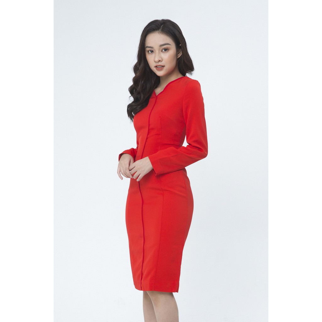 Đầm 2 lớp cổ tròn dài tay IVY moda MS 49M2660