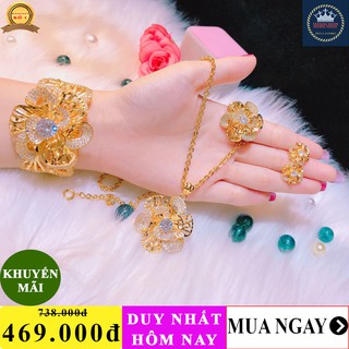 [RẺ VÔ ĐỊCH] Bộ trang sức mạ vàng hoa xoáy dát đá pha lê lấp lánh Gadoshop - làm quà tặng bất ngờ vô cùng ý nghĩa