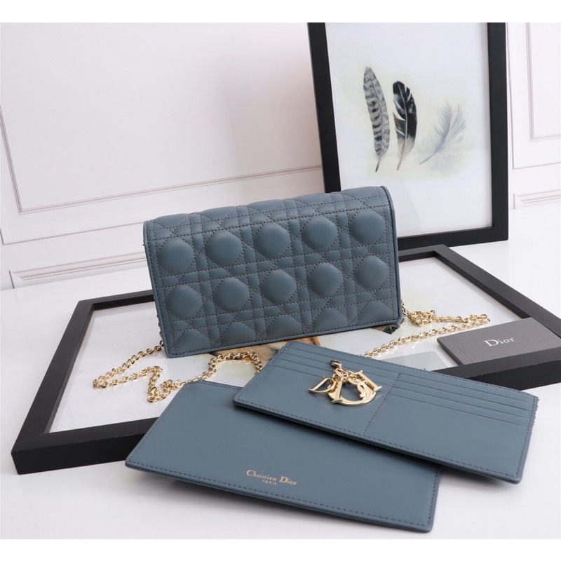 Túi/ví đeo chéo cao cấp thương hiệu Lady Dior CD da thật kèm ví mini hàng vip