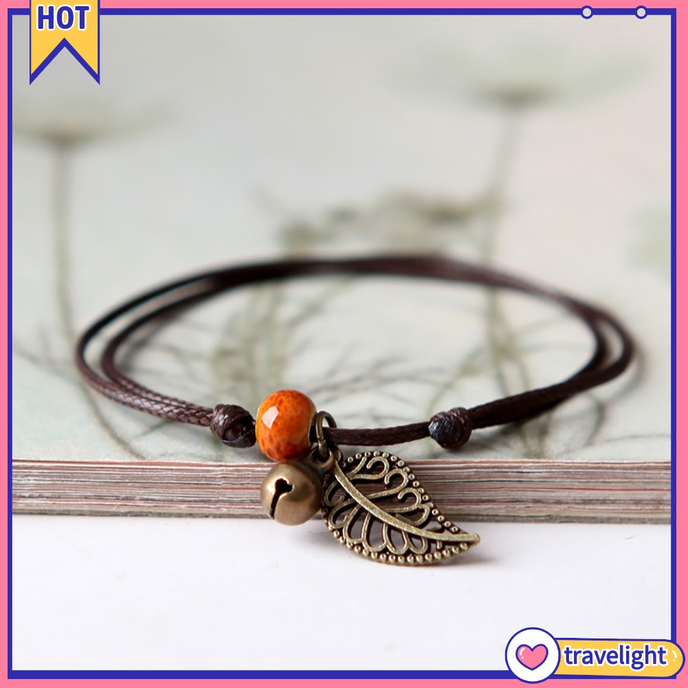 Vòng đeo tay mặt hình chiếc lá đính hạt gốm sứ kiểu dáng cổ điển