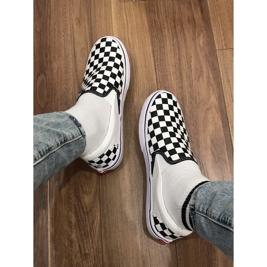 [ Freeship - Xả Kho ] Giày slipon caro, Giày thể thao checker board, Giày van lười nam nữ